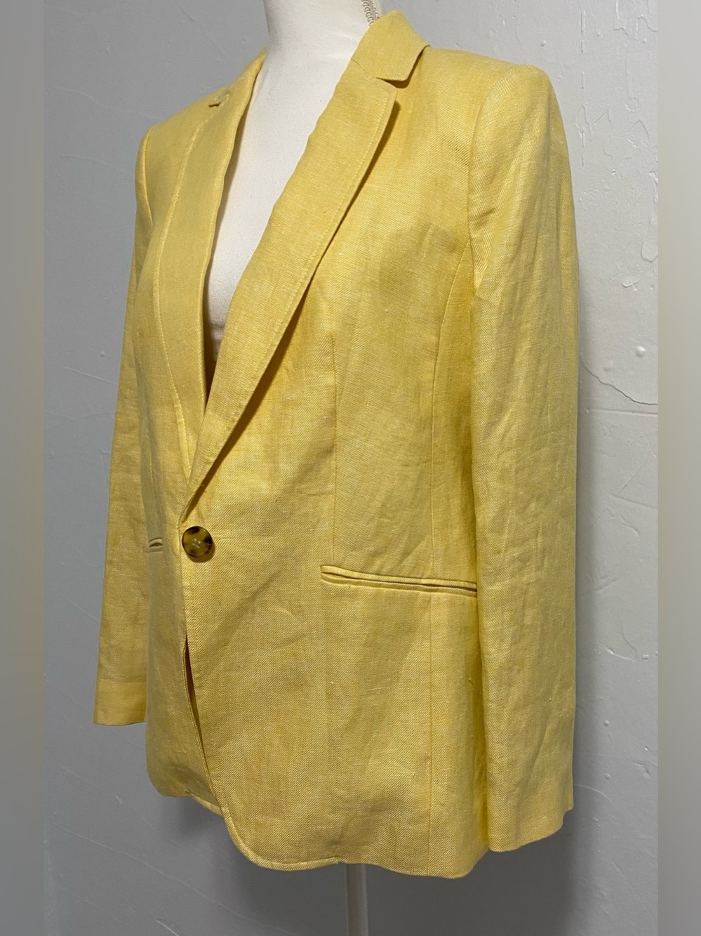 Talbots Yellow Linen Single-Button Blazer - Picture 3 of 16